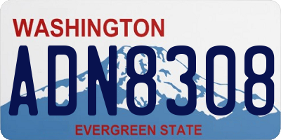 WA license plate ADN8308