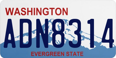 WA license plate ADN8314