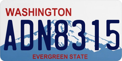 WA license plate ADN8315