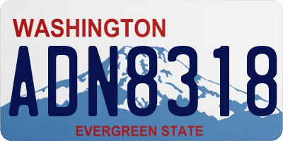 WA license plate ADN8318
