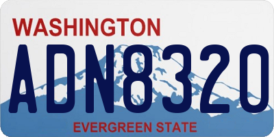 WA license plate ADN8320