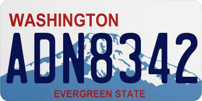 WA license plate ADN8342
