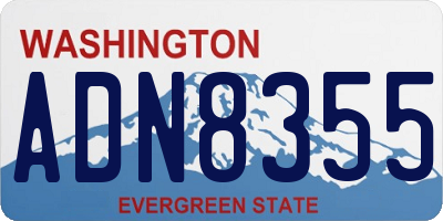 WA license plate ADN8355