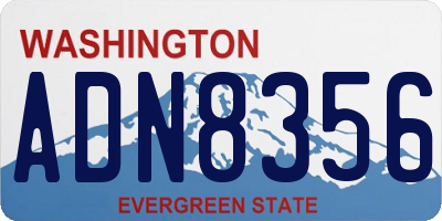 WA license plate ADN8356