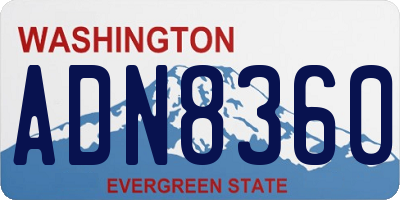 WA license plate ADN8360