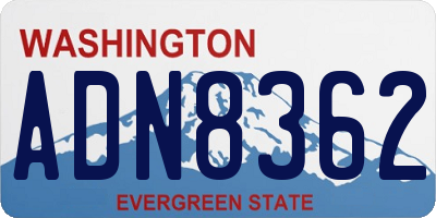 WA license plate ADN8362