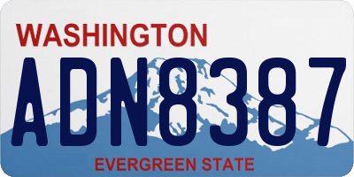 WA license plate ADN8387