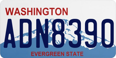 WA license plate ADN8390