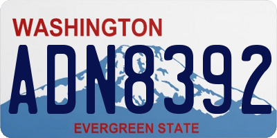 WA license plate ADN8392