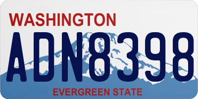 WA license plate ADN8398