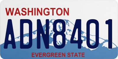 WA license plate ADN8401