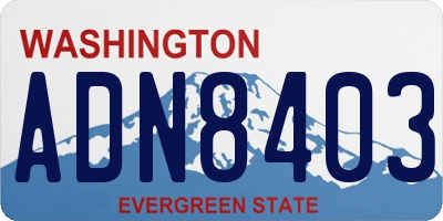 WA license plate ADN8403
