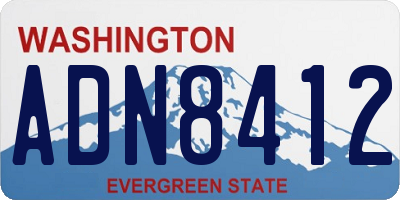 WA license plate ADN8412