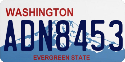 WA license plate ADN8453