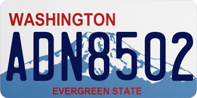 WA license plate ADN8502