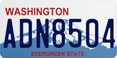 WA license plate ADN8504