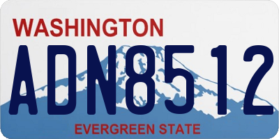 WA license plate ADN8512