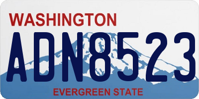 WA license plate ADN8523