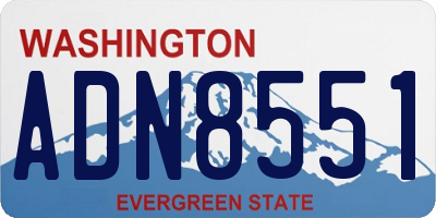 WA license plate ADN8551