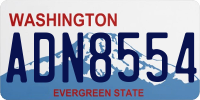 WA license plate ADN8554