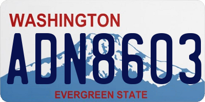 WA license plate ADN8603