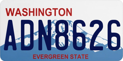 WA license plate ADN8626