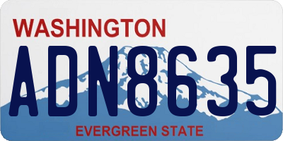 WA license plate ADN8635