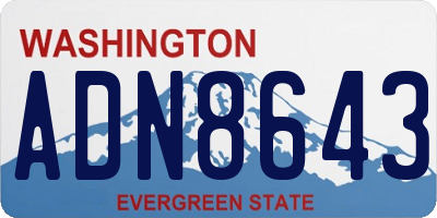 WA license plate ADN8643