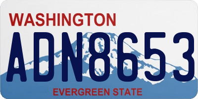 WA license plate ADN8653