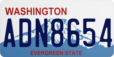 WA license plate ADN8654