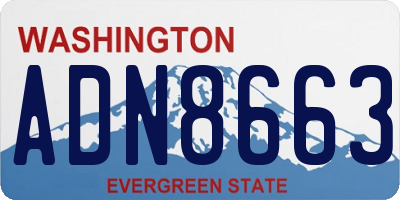 WA license plate ADN8663