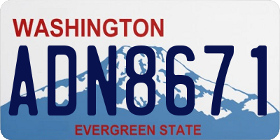 WA license plate ADN8671