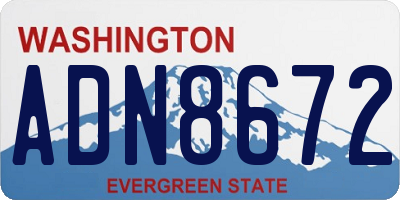 WA license plate ADN8672