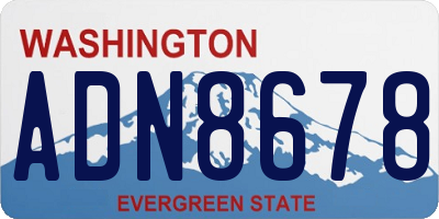 WA license plate ADN8678