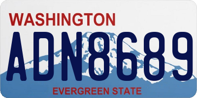 WA license plate ADN8689