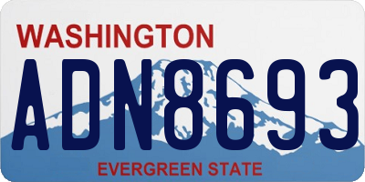 WA license plate ADN8693