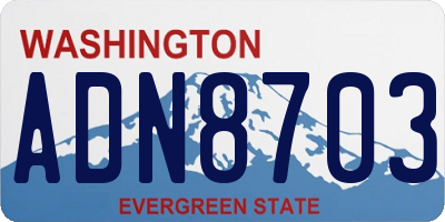 WA license plate ADN8703
