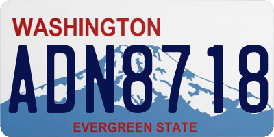 WA license plate ADN8718