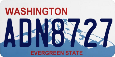 WA license plate ADN8727