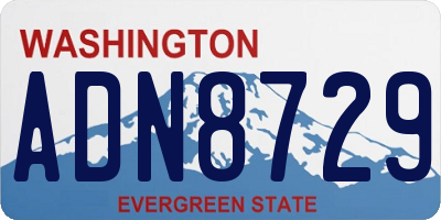 WA license plate ADN8729