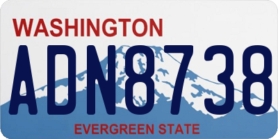 WA license plate ADN8738