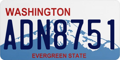 WA license plate ADN8751