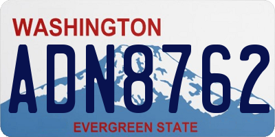 WA license plate ADN8762
