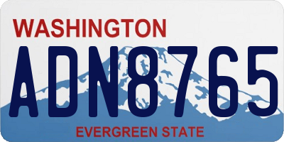 WA license plate ADN8765