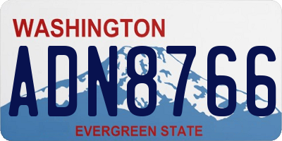 WA license plate ADN8766