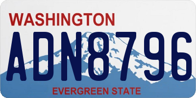 WA license plate ADN8796