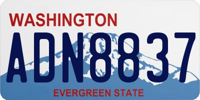 WA license plate ADN8837