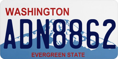 WA license plate ADN8862