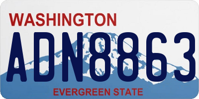 WA license plate ADN8863