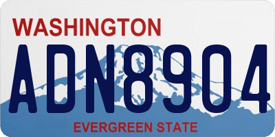WA license plate ADN8904